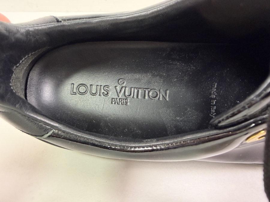Authentic Louis Vuitton Frontrow Sneakers In Black Patent Leather With Gold Accents Size 36 (HA) [Photo 9]