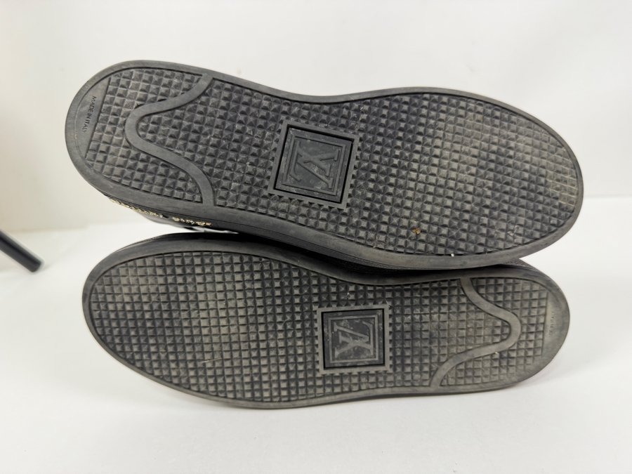 Authentic Louis Vuitton Frontrow Sneakers In Black Patent Leather With Gold Accents Size 36 (HA) [Photo 8]