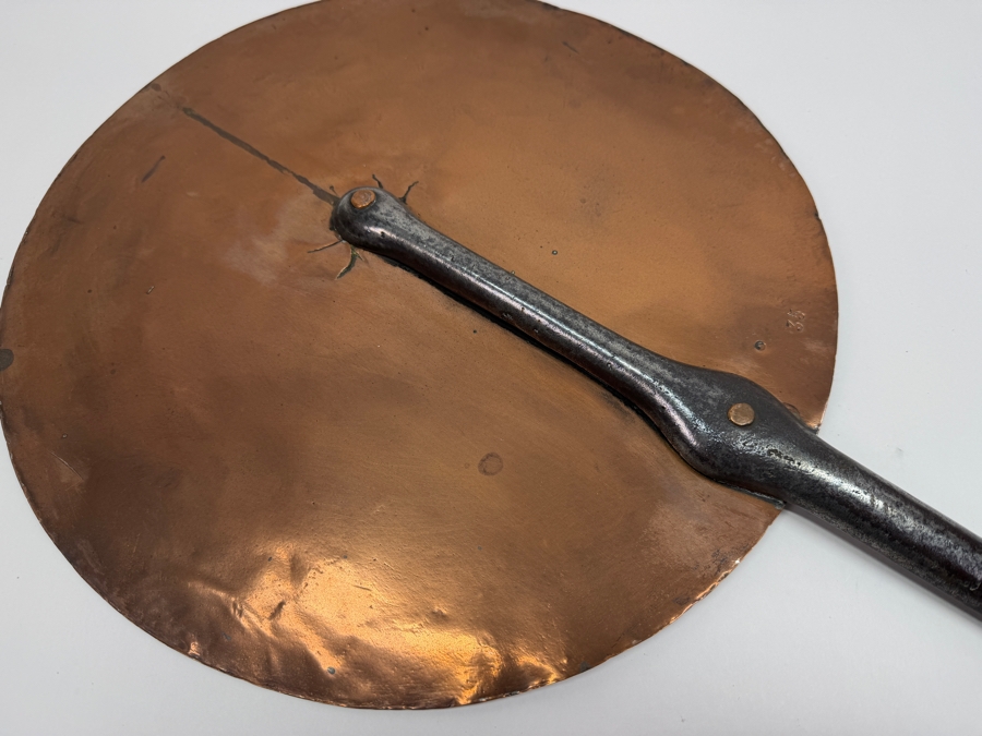 Antique Flat Copper Lid With Wrought Iron Handle Stamped '35' 13.5W X 23.5L (RSF) [Photo 2]