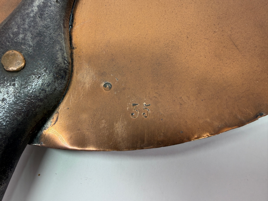 Antique Flat Copper Lid With Wrought Iron Handle Stamped '35' 13.5W X 23.5L (RSF) [Photo 3]