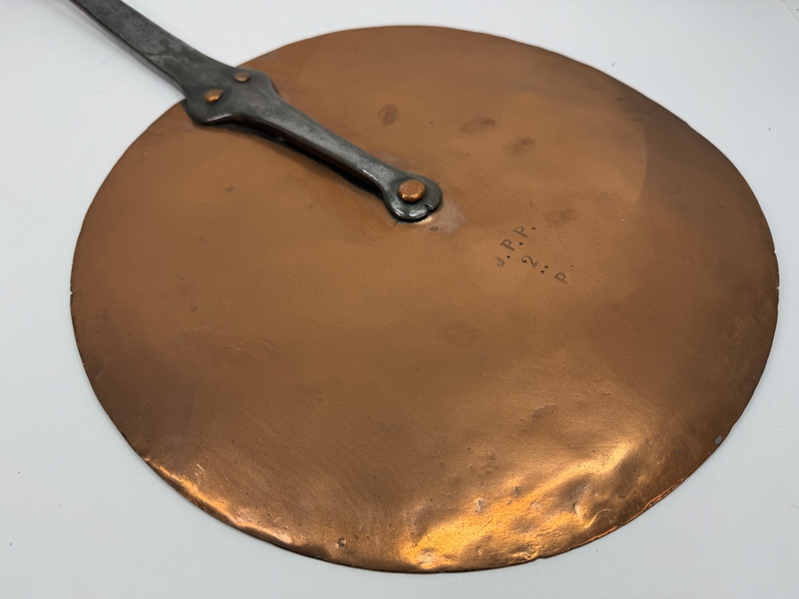 Antique Flat Copper Lid With Wrought Iron Handle Stamped 'J. P. P.' 13W X 22L (RSF) [Photo 4]