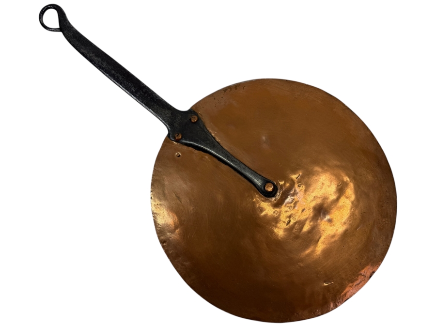 Antique Flat Copper Lid With Wrought Iron Handle 11W X 19L (RSF)