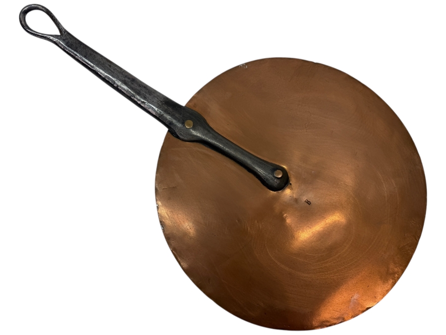 Antique Flat Copper Lid With Wrought Iron Handle Stamped 'B' 11W X 19L (RSF)
