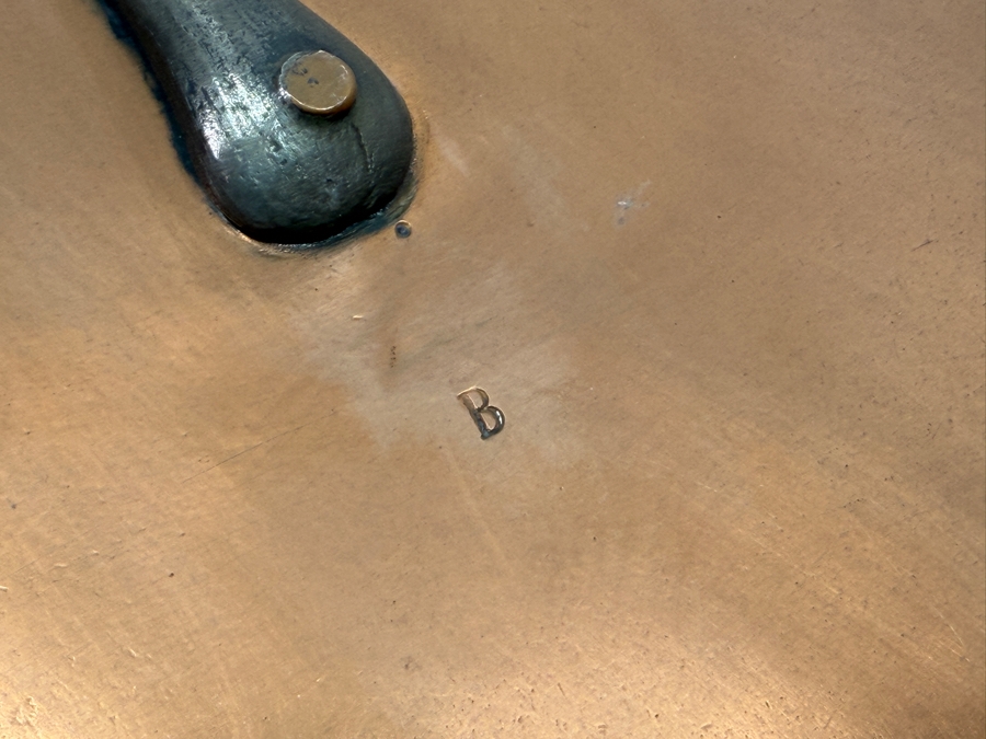 Antique Flat Copper Lid With Wrought Iron Handle Stamped 'B' 11W X 19L (RSF) [Photo 2]