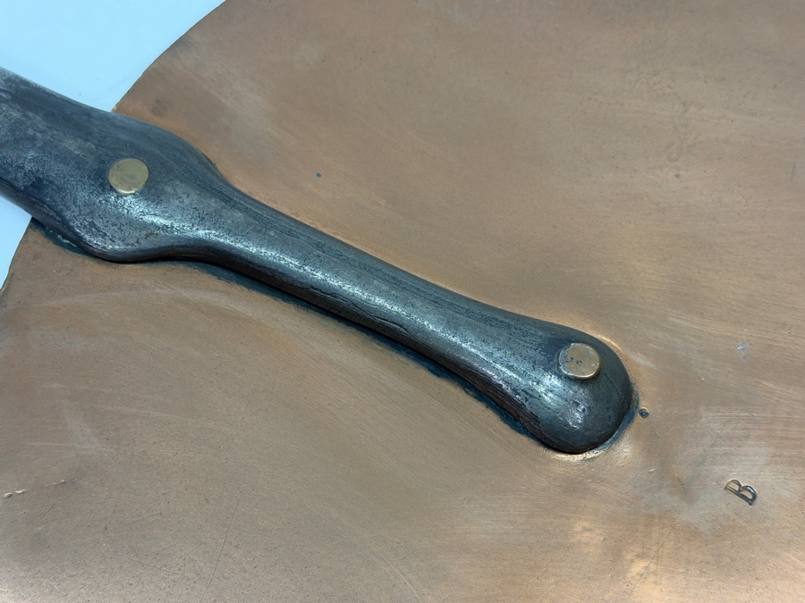 Antique Flat Copper Lid With Wrought Iron Handle Stamped 'B' 11W X 19L (RSF) [Photo 3]