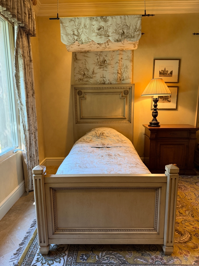 Pair Of Wooden Twin Beds With Scalamandre Voyage En Chine Bedding And Bed Canopy 47'W X 64.5'H X 88'L [Photo 10]