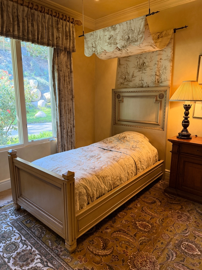 Pair Of Wooden Twin Beds With Scalamandre Voyage En Chine Bedding And Bed Canopy 47'W X 64.5'H X 88'L [Photo 8]