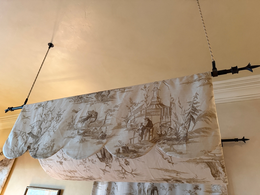 Pair Of Wooden Twin Beds With Scalamandre Voyage En Chine Bedding And Bed Canopy 47'W X 64.5'H X 88'L [Photo 7]