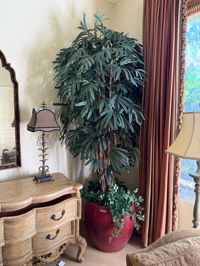 Large Artificial Indoor Plant With Large Wine Red Flower Pot 116'H [Photo 5]