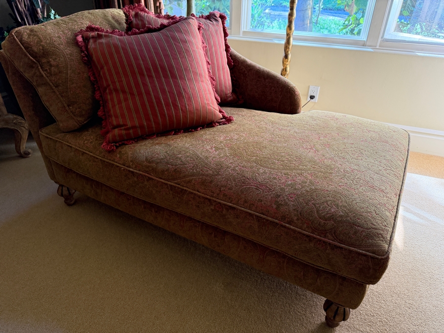 Upholstered Chaise Lounge Chair With Pair Of Throw Pillows 34'W X 65'L X 33'H [Photo 9]