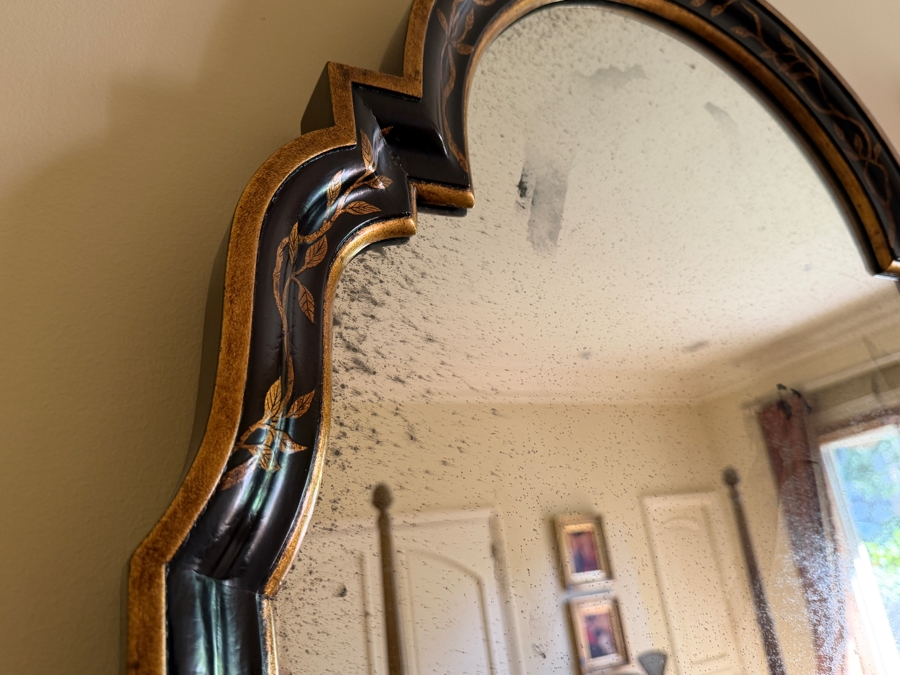 Pair Of Vintage Arched Chinoiserie Antiqued Wall Mirrors 27'W X 55'H [Photo 3]