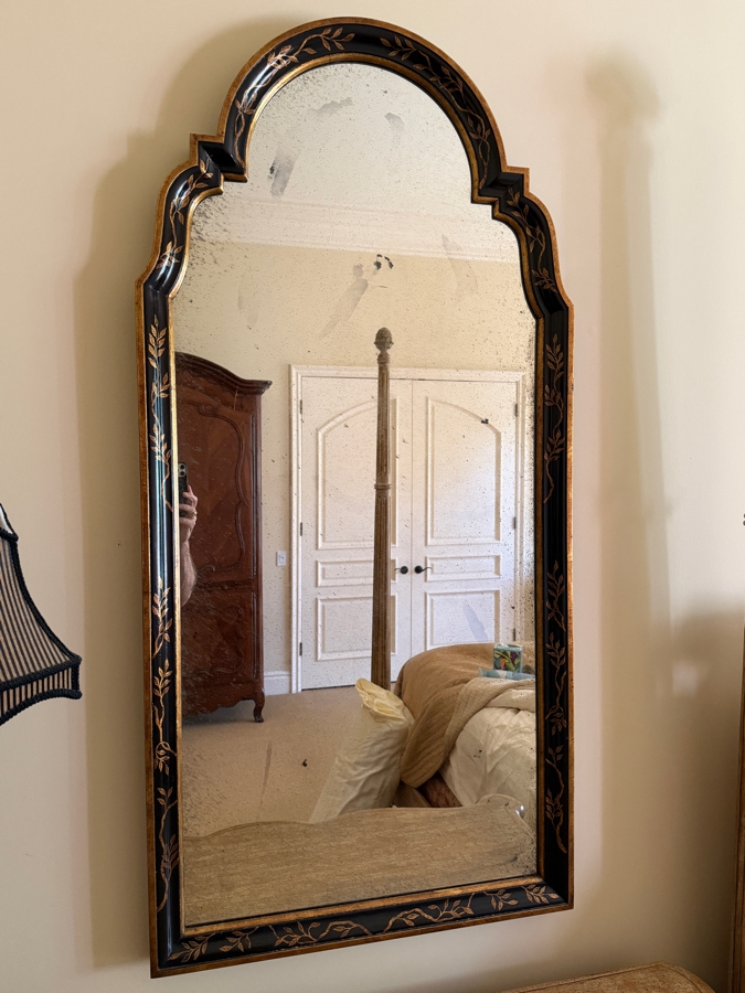 Pair Of Vintage Arched Chinoiserie Antiqued Wall Mirrors 27'W X 55'H [Photo 2]