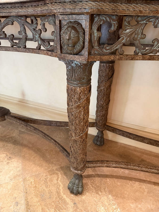 Stunning Huge Maitland-Smith Travertine Top Bronze Console Table 141'W X 26'D X 38'H [Photo 8]