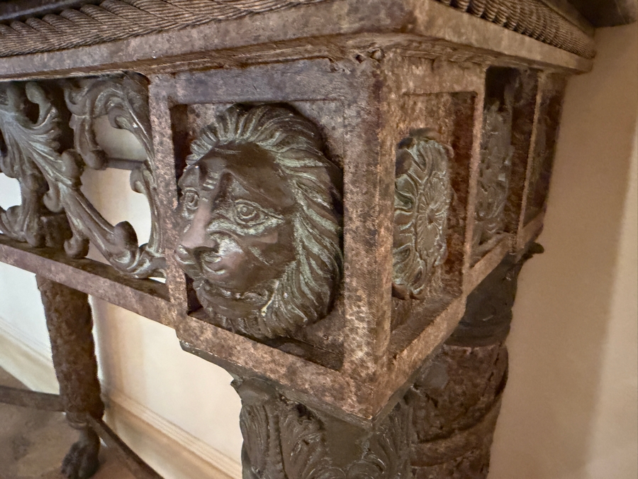 Stunning Huge Maitland-Smith Travertine Top Bronze Console Table 141'W X 26'D X 38'H [Photo 6]