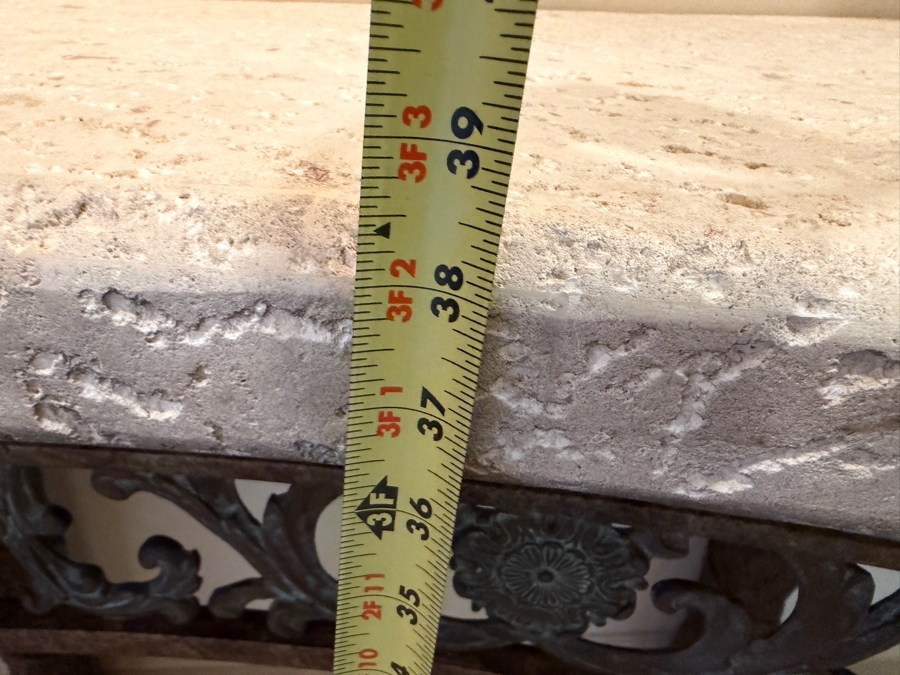 Stunning Huge Maitland-Smith Travertine Top Bronze Console Table 141'W X 26'D X 38'H [Photo 19]