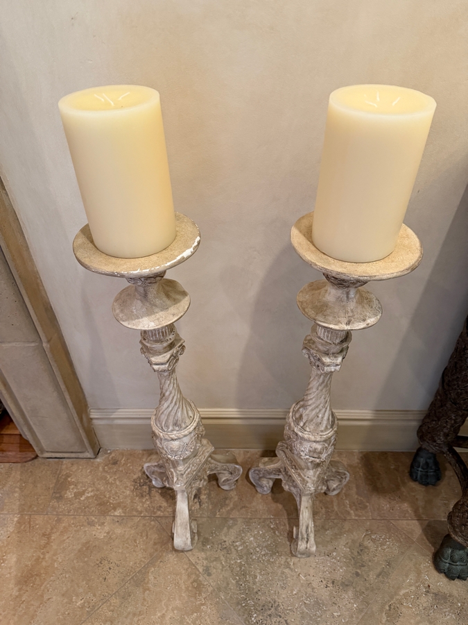 Pair Of Molded Plaster Floor Candle Stands Holders 35'H [Photo 3]