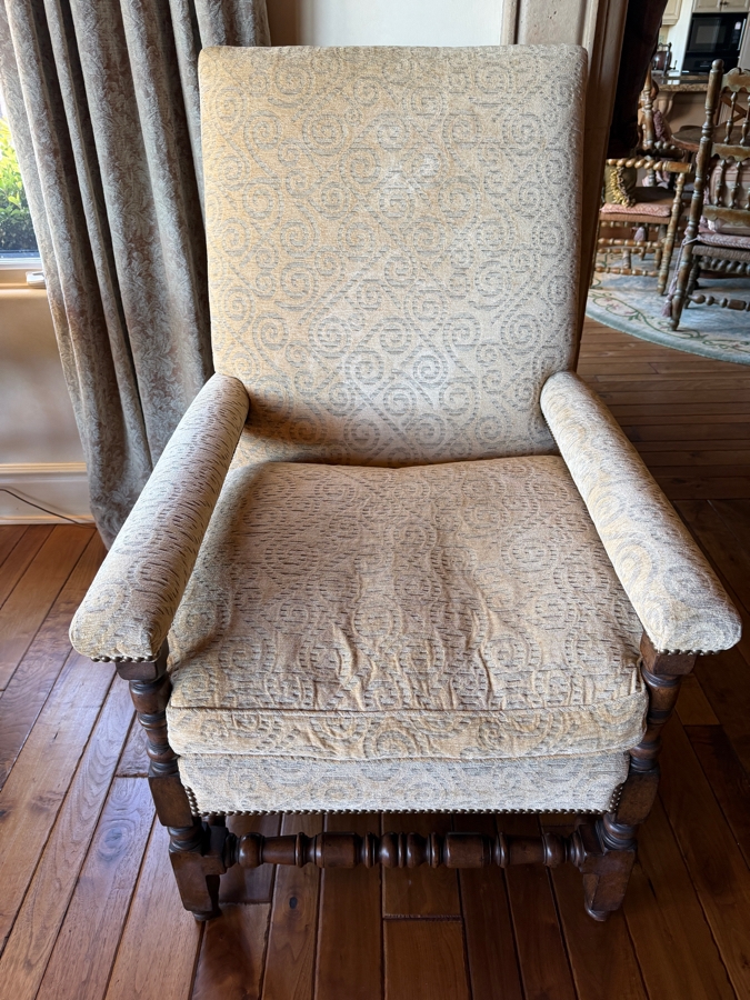 Oversized Upholstered Open Armchair With Brass Nailhead Trim 30'W X 30'D X 46'H [Photo 3]