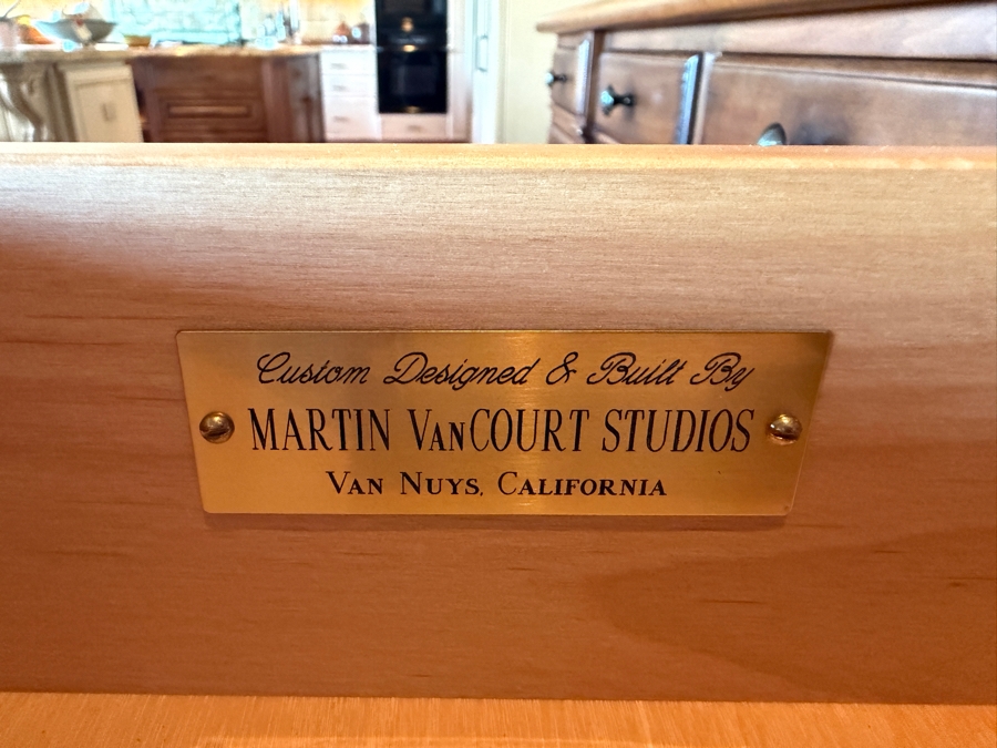 Large Wooden Custom 2-Piece Cabinet With Hutch Designed And Built By Martin Van Court (VanCourt) Studios In Van Nuys, CA 98.5W X 26D X 107H [Photo 5]