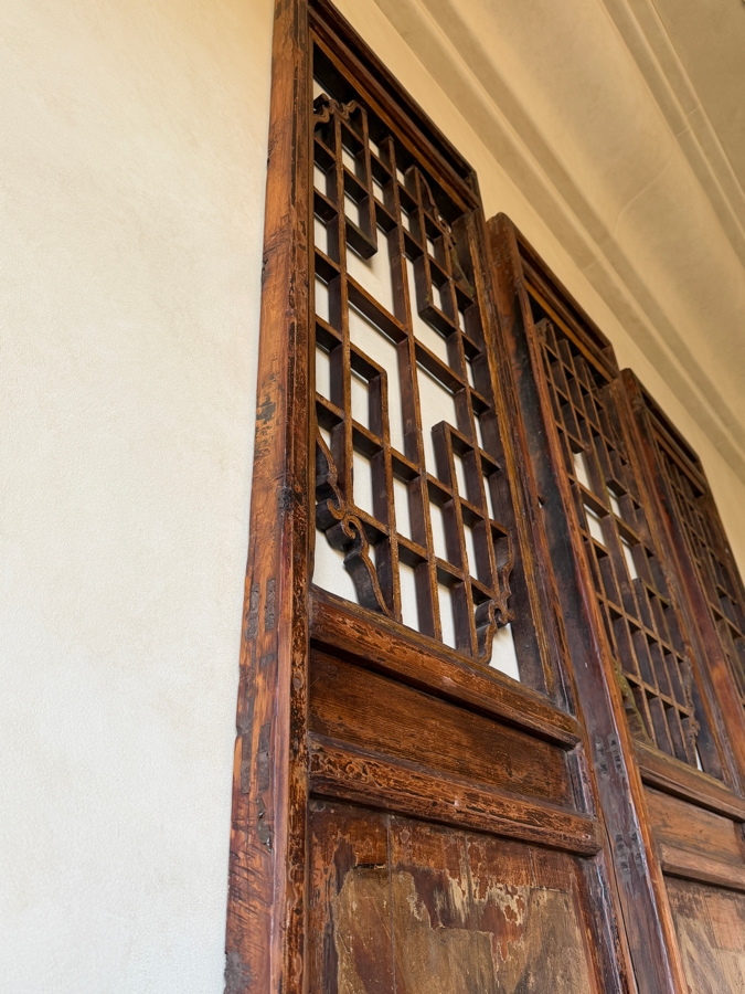 Large Antique Chinese Wooden Screen Panels (Does Not Include Carved Sculptures At Base Of Panels) 25'W X 106'H X 2.5'D [Photo 7]