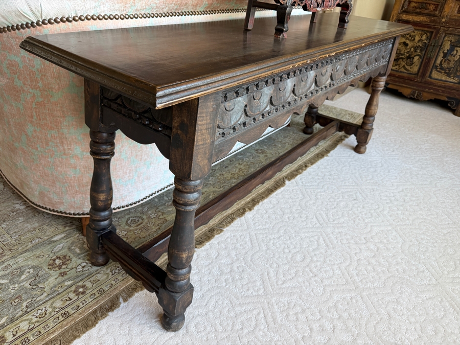 Carved Wooden Sofa Console Table 70W X 19D X 30H [Photo 3]