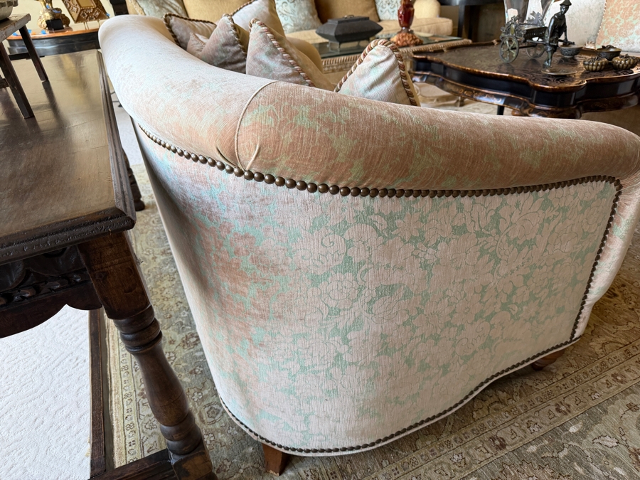 Upholstered Loveseat Sofa With Brass Nailhead Trim 73W X 41D X 34H [Photo 5]