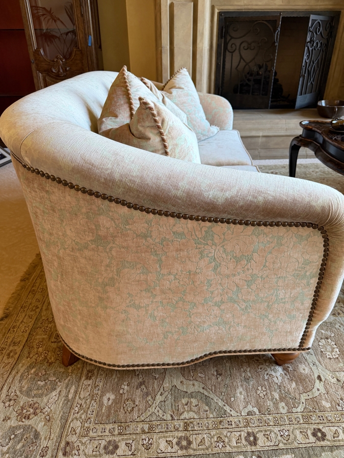 Upholstered Loveseat Sofa With Brass Nailhead Trim 73W X 41D X 34H [Photo 4]