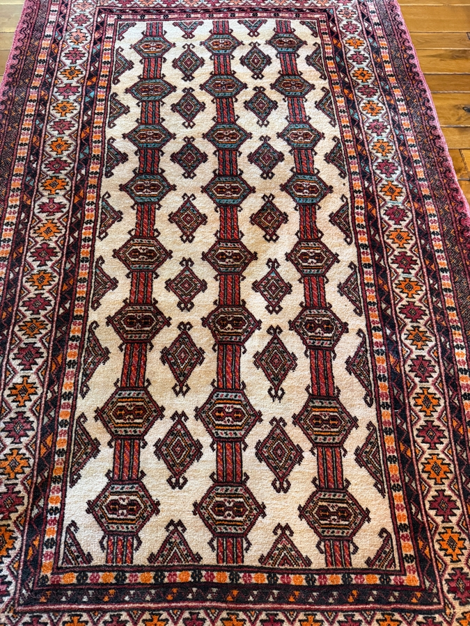 Vintage Hand Woven Wool Bokhara Area Rug 44 X 79 [Photo 5]