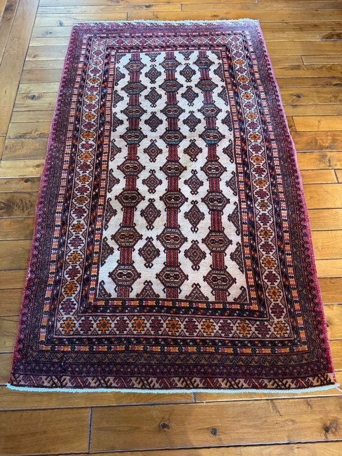 Vintage Hand Woven Wool Bokhara Area Rug 44 X 79 [Photo 4]