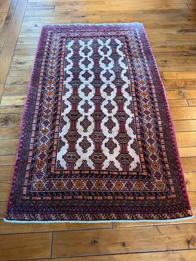 Vintage Hand Woven Wool Bokhara Area Rug 44 X 79 [Photo 3]