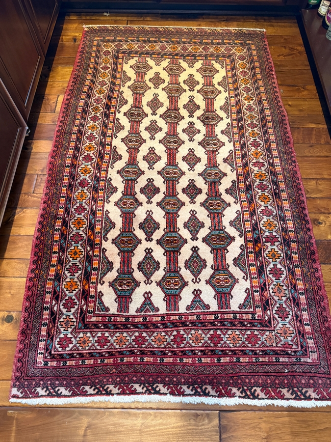 Vintage Hand Woven Wool Bokhara Area Rug 44 X 79