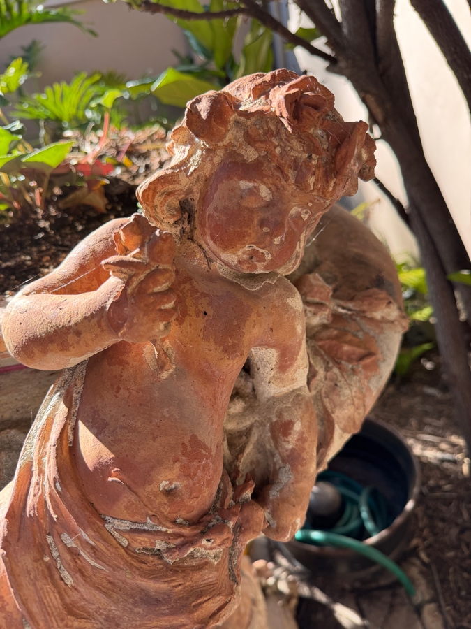 Vintage Figural Cherub Terracotta Planter 30W X 52H [Photo 5]