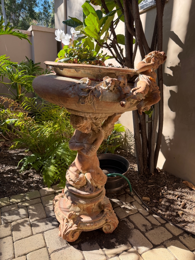 Vintage Figural Cherub Terracotta Planter 30W X 52H [Photo 2]