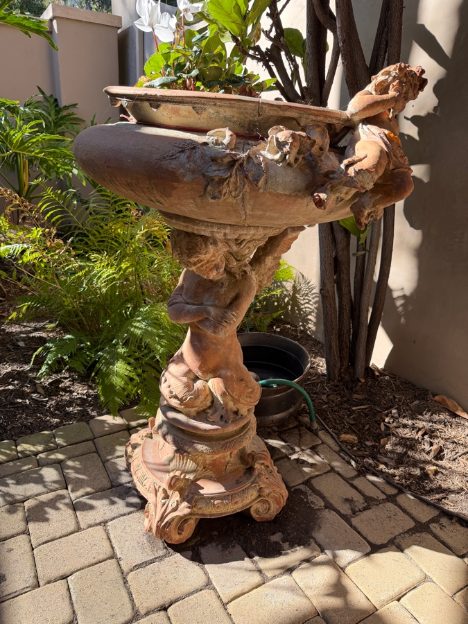 Vintage Figural Cherub Terracotta Planter 30W X 52H [Photo 3]