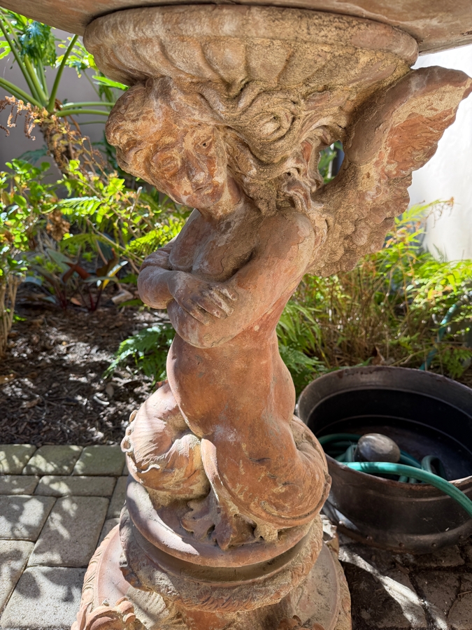 Vintage Figural Cherub Terracotta Planter 30W X 52H [Photo 6]