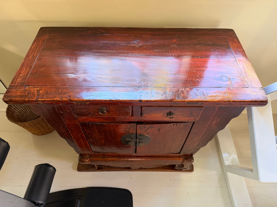 Antique Chinese Wooden Altar Cabinet Table 35W X 17D X 30H [Photo 3]