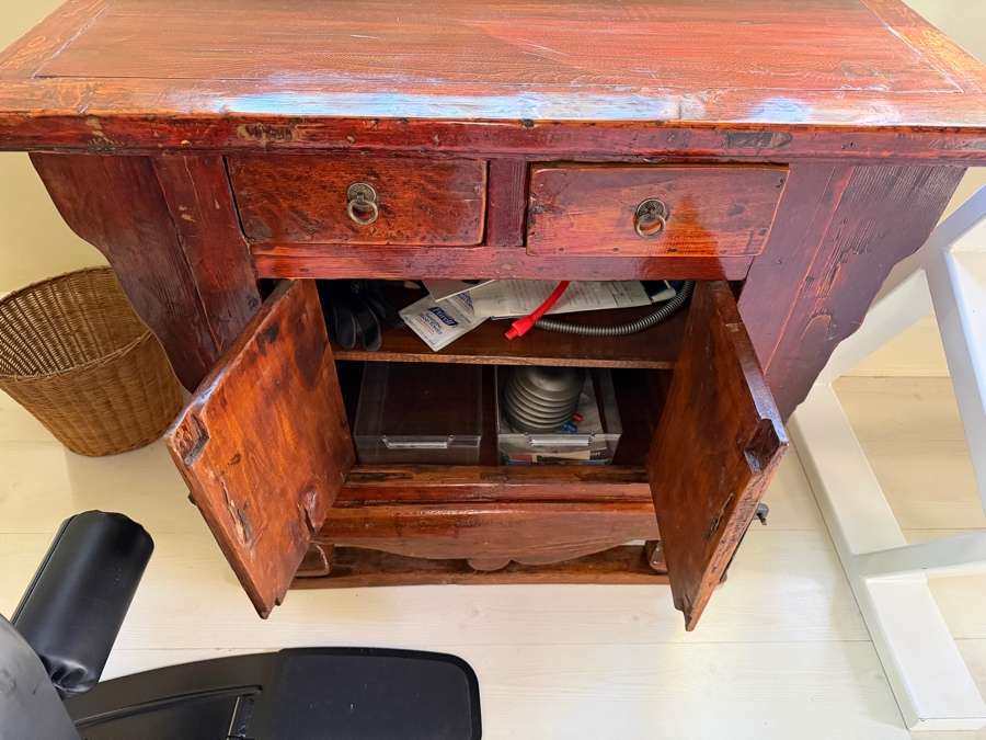 Antique Chinese Wooden Altar Cabinet Table 35W X 17D X 30H [Photo 5]