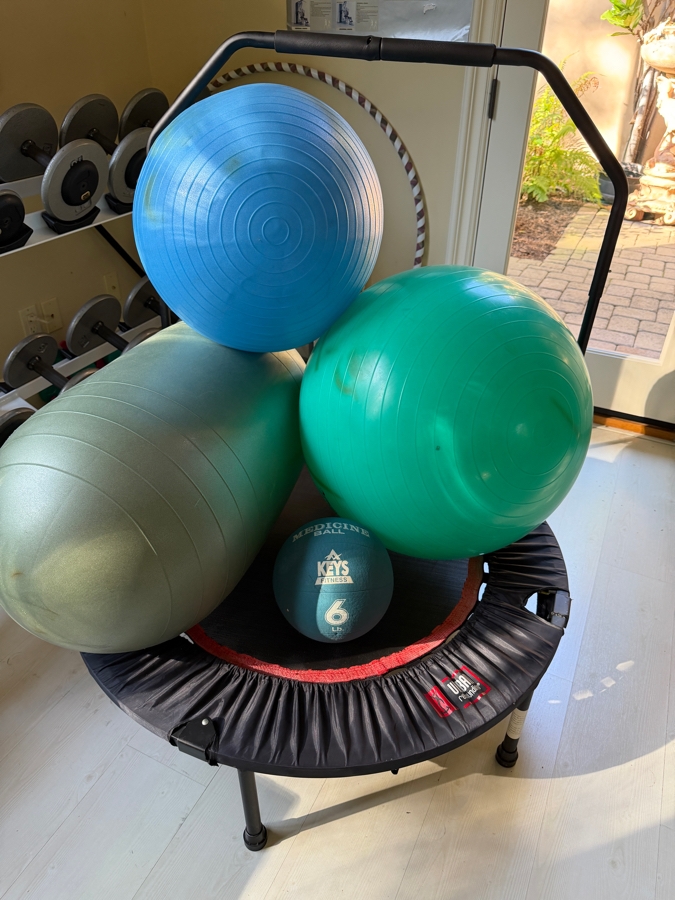 Urban Rebounding Mini Trampoline, (3) Gym Balls And 6lb Medicine Ball [Photo 2]