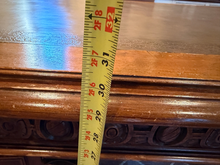 Antique Ornately Carved Wooden Leather Top Partner Desk 65.5W X 42D X 30.5H [Photo 15]