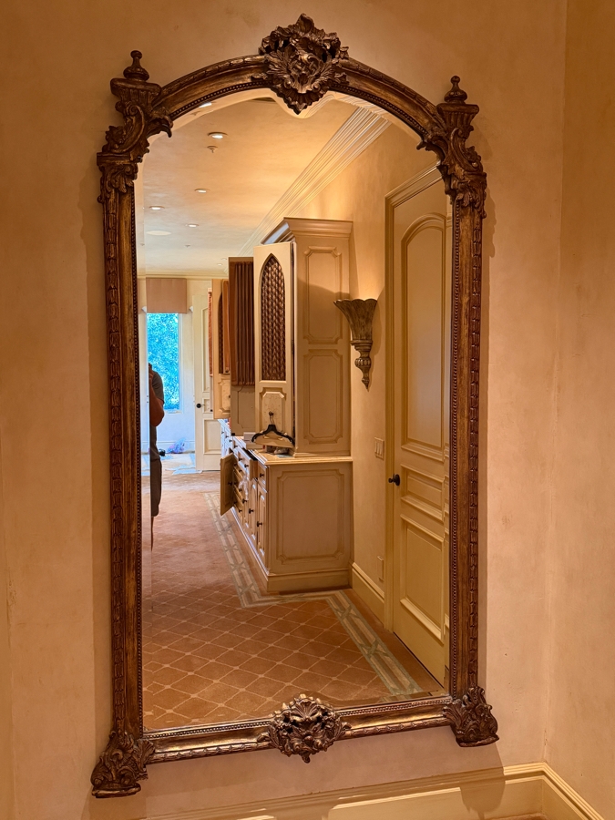 Stunning Large Gilt Wooden Beveled Glass Wall Mirror 53W X 90H [Photo 7]