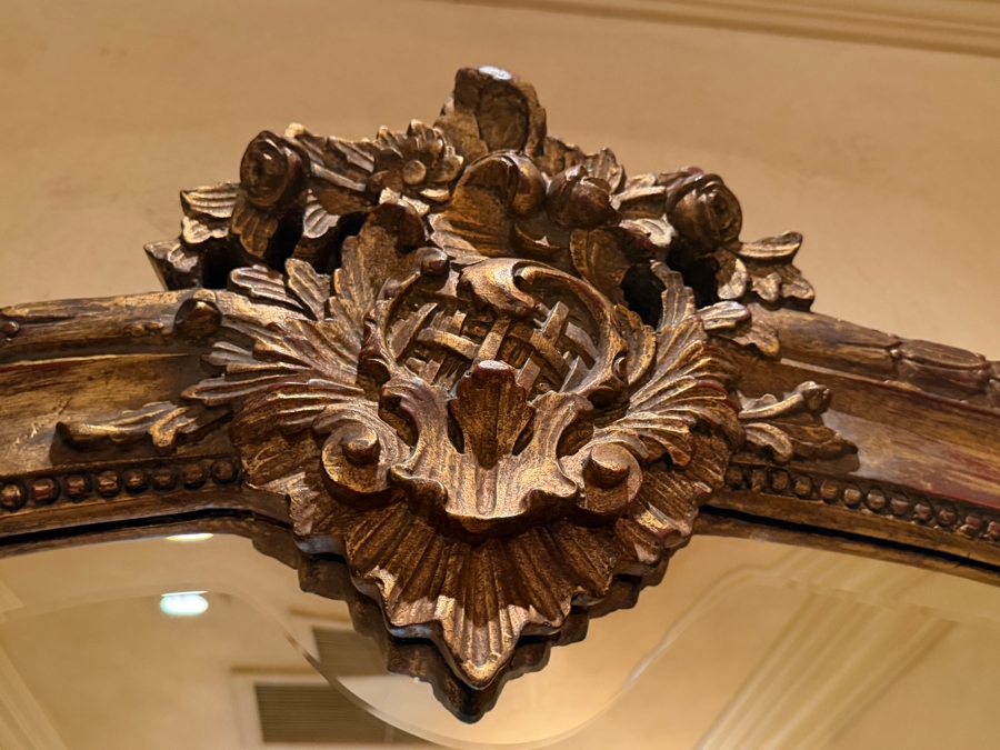 Stunning Large Gilt Wooden Beveled Glass Wall Mirror 53W X 90H [Photo 2]