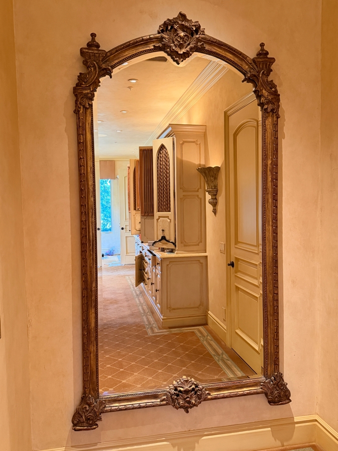 Stunning Large Gilt Wooden Beveled Glass Wall Mirror 53W X 90H