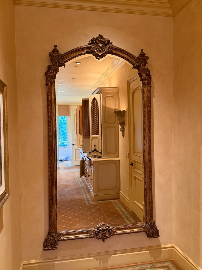 Stunning Large Gilt Wooden Beveled Glass Wall Mirror 53W X 90H [Photo 4]