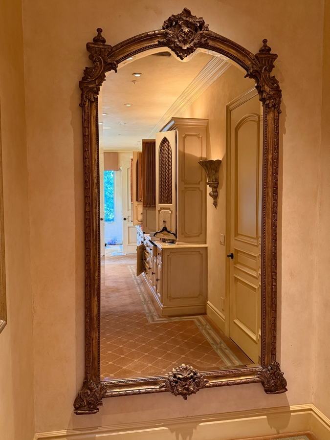 Stunning Large Gilt Wooden Beveled Glass Wall Mirror 53W X 90H [Photo 6]