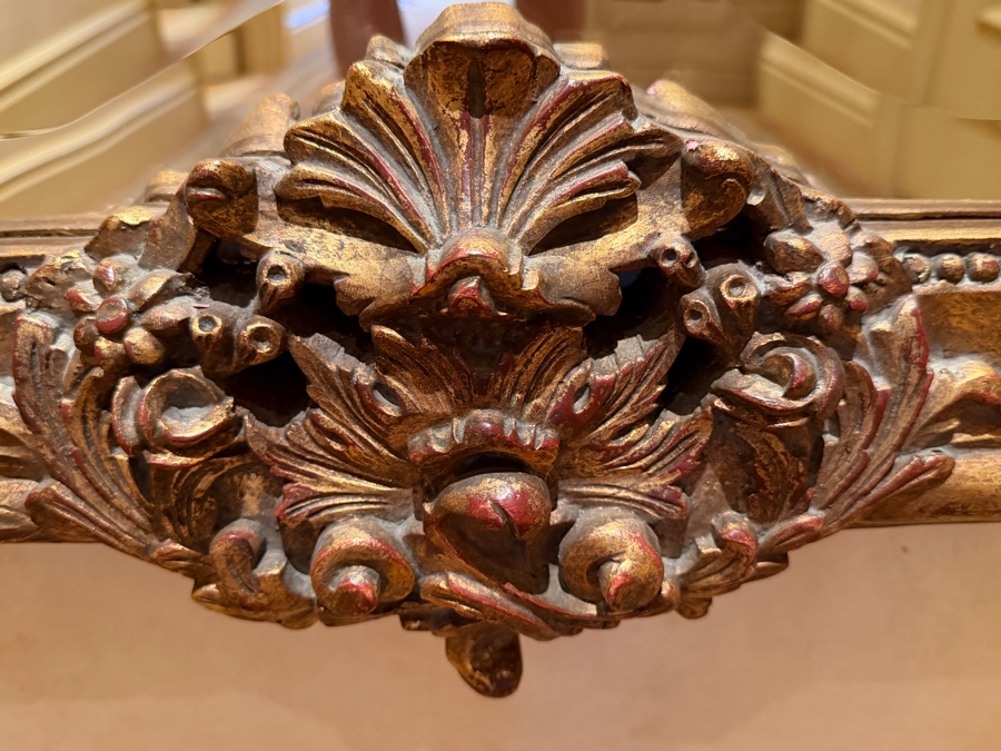 Stunning Large Gilt Wooden Beveled Glass Wall Mirror 53W X 90H [Photo 3]