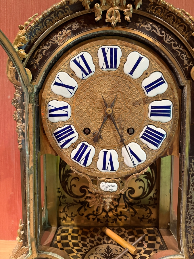 Exceptional Jean-Philippe Gosselin Antique 18th Century French Boulle Bracket Clock Featuring Elaborate Boulle-Style Marquetry With Tortoiseshell And Cut Gilt Brass Inlay Gosselin Paris France Working / Running 15W X 8D X 28H Estimate $10,000-$14,000 [Photo 3]