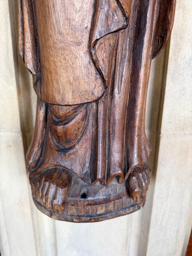 Antique Carved Wooden Religious Statues 42'H (Damage To One Of The Hands Shown In Photos) (RSF) [Photo 4]