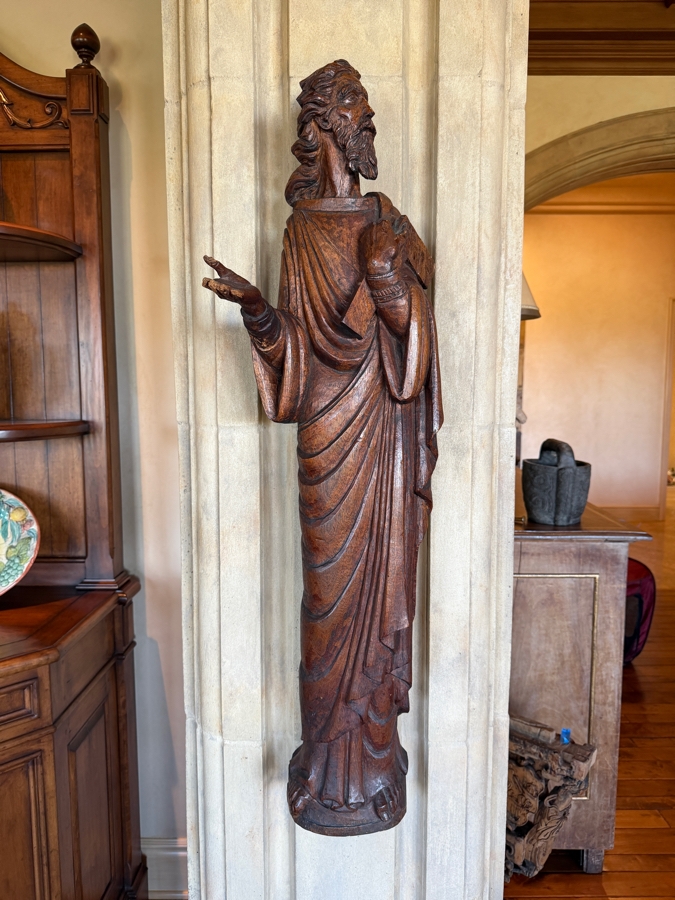 Antique Carved Wooden Religious Statues 42'H (Damage To One Of The Hands Shown In Photos) (RSF) [Photo 7]