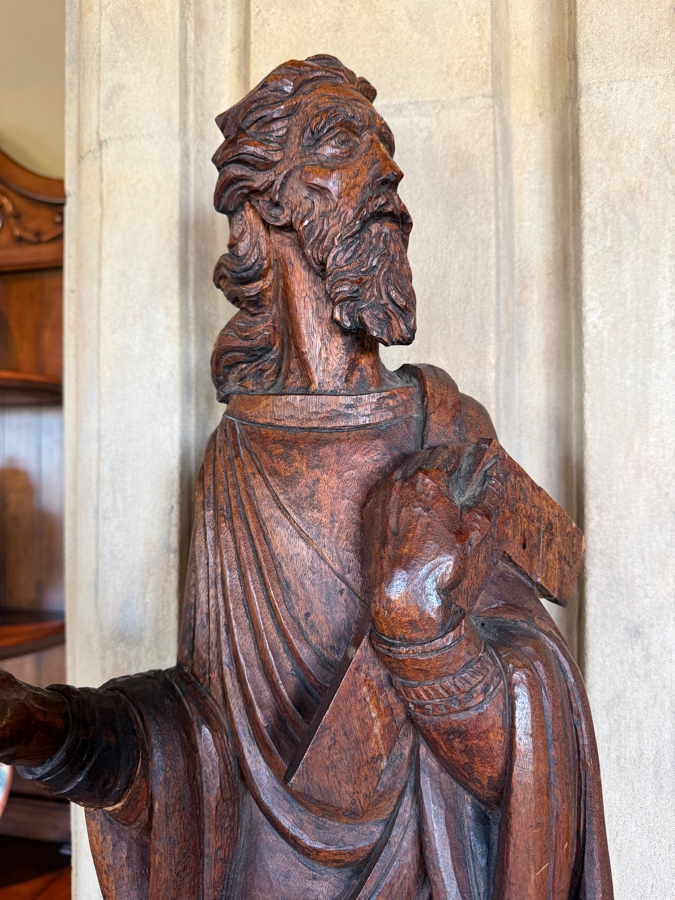 Antique Carved Wooden Religious Statues 42'H (Damage To One Of The Hands Shown In Photos) (RSF) [Photo 8]