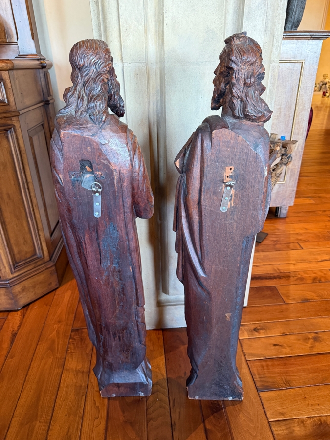 Antique Carved Wooden Religious Statues 42'H (Damage To One Of The Hands Shown In Photos) (RSF) [Photo 16]
