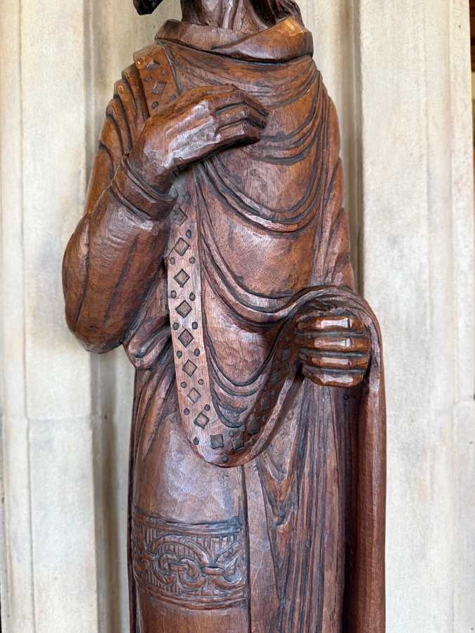 Antique Carved Wooden Religious Statues 42'H (Damage To One Of The Hands Shown In Photos) (RSF) [Photo 3]